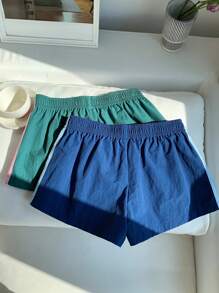 Comfortcana 女式松紧腰侧条纹宽松休闲短裤 - 彩色 - 查看 2