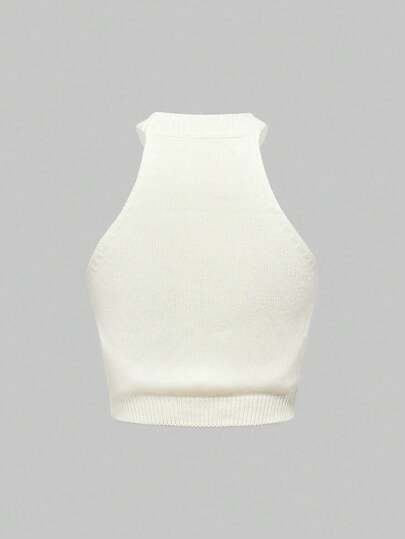 Summer American Sexy Girl Knitted Spaghetti Strap Lemon Print Slim-Fit Sleeveless Cropped Tank Top