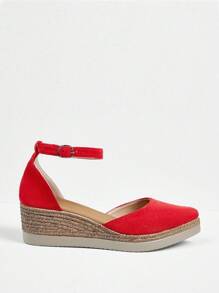 Styleloop Giày sandal đế thấp mũi nhọn mới cho nữ, giày cao gót hở mũi mùa hè - Đỏ - Xem 2