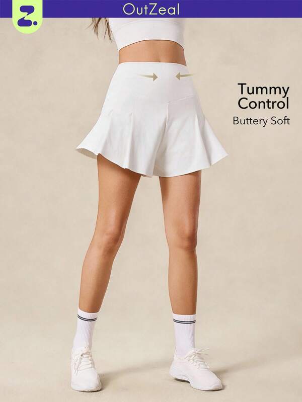 OutZeal Tummy Control High Waist Built-In Shorts Pleated Shorts Tennis Gym Sports