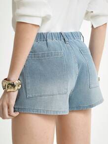 Daynim Women's Casual Washed Denim Shorts, Suitable For Vacation - Light Wash - View 1