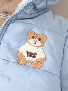 SHEIN Playful Pals 男宝宝秋冬外套休闲风格加厚保暖夹克 - 淺藍色 - 查看 4