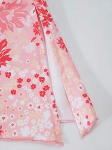 2pcs/Set Teen Girls Ditsy Floral Camisole Top & Asymmetrical Ruffled Skirt Set, Casual Beach Vacation Outfit, Summer - Pink - View 6