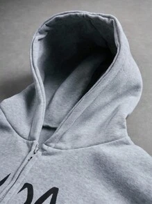 Manfinity Streetrush Sudadera con capucha de doble capa de moda callejera para hombres jóvenes, sudadera con estampado gráfico oversize