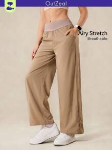 OutZeal Stretch Drawstring Hem Straight Leg Pants Vacation Daily Casual - Khaki - View 13