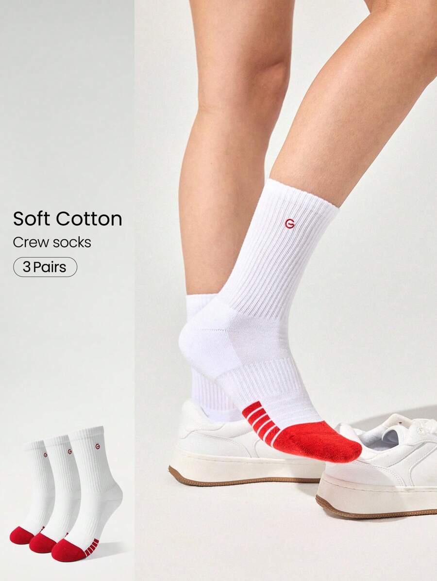 GLOWMODE 3 Pairs Socks Soft Ventilated Mesh With Embroidered Logo Gym Workout Daily