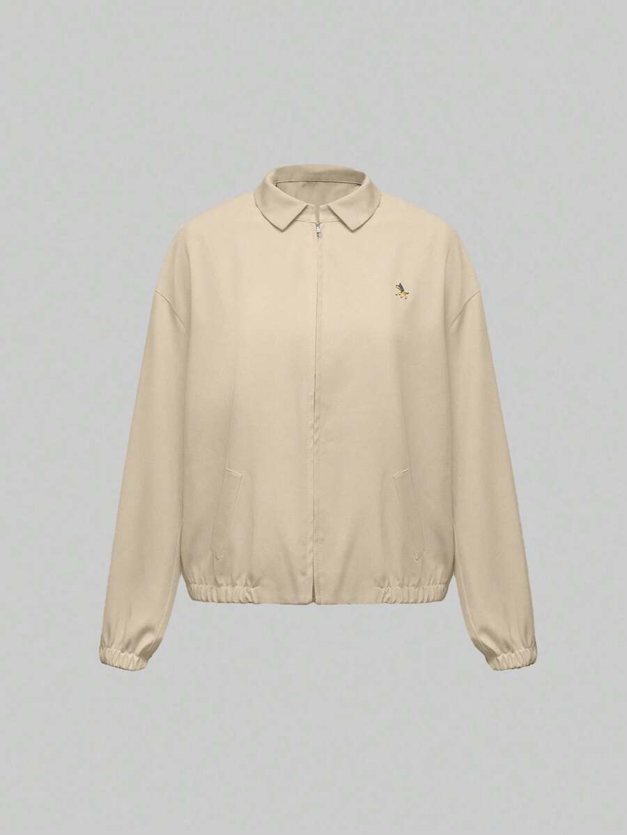 INAWLY Women's Cartoon Print Loose Casual Jacket, Spring Autumn Fall Cloth For Women - Khaki - View 1