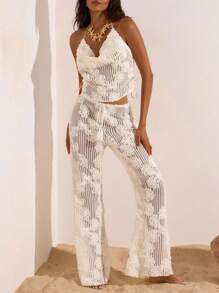 Opulessa Parte superior de cubrimiento sin espalda con estampado jacquard de unicolor para playa, vacaciones, lunares, Ibiza, brillante, traje de baño de una pieza para mujer, traje de baño de cintura alta, playa para mujer, vacaciones, verano, playa para mujer, concierto mujer BOHO, vacaciones tropicales para mujer, romántico, parte superior blanca de playa, parte superior blanca con lentejuelas, parte superior blanca