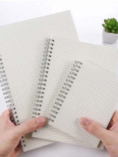 SHEIN 1 ชิ้น สมุดโน้ตลายตาราง Spiral กลับสู่โรงเรียน, 80 แผ่น