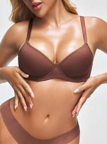 SHEIN Shape Sostén cómodo de unicolor con escote bajo para mujer