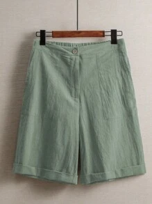 EMERY ROSE Damskie letnie, uniwersalne, lniane szorty w jednolitym kolorze