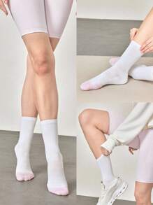 GLOWMODE 3 Pairs Socks Soft Ventilated Mesh With Embroidered Logo Workout Daily Casual - White - View 7