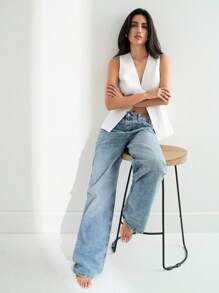 Maija 2025 Summer New White Floral 3D Decor Design Office Commute Simple Stylish Versatile Modern Elegant Music Festival Beach Resort Casual Urban Vacation Suitable For Outings, Gatherings, Weddings, Guests, Graduate Season Women Blouse Jacket - White - View 4