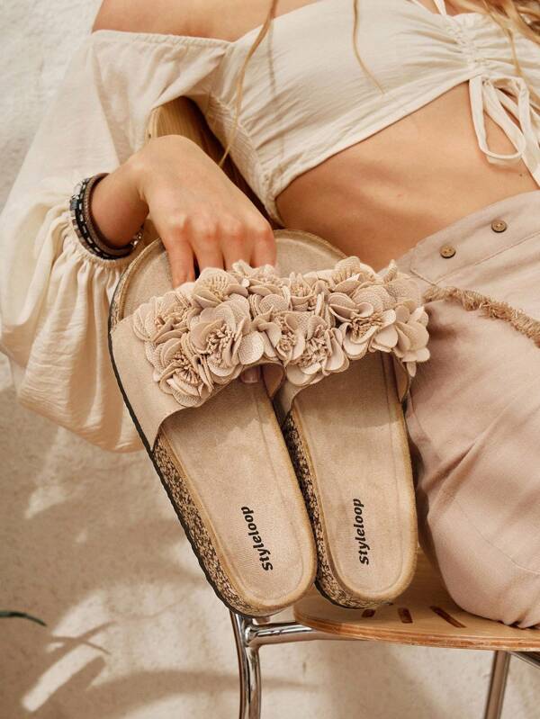 Styleloop Moda femei Sandale plate Papuci Pantofi de vacanță Reducere de vară Boho Feels Vintage Cottage Core Frenchy Pantofi Crăciun Toamnă Vacanță de Anul Nou