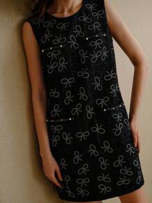 MOTF PREMIUM VESTIDO DE ZIPPER DE DETALLES CON BORDA DE RINESTONA - Negro - Ver 2