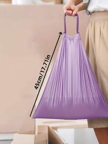 100PCS/50PCS 13加仑紫色抽绳垃圾袋重型塑料垃圾袋防漏抗撕裂防臭厨房浴室卧室客厅家用垃圾袋耐用垃圾处理袋