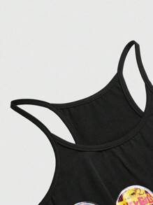 ROMWE Avant Y2K Retro American Style Faux Badge Embroidered Sexy Camisole