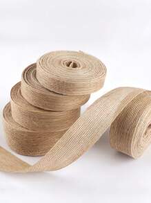 1 Rollo de 10 metros de cinta de lino natural gruesa. Rollo de cinta de lino con bordes sin acabar para manualidades de boda, envoltura de regalos, coronas de otoño, decoración hecha a mano - Caqui - Ver 6