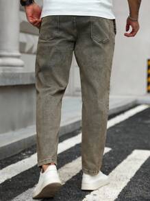 Manfinity Homme Jeans holgados de estilo callejero americano vintage lavados para hombres de talla grande - Azul - Ver 4