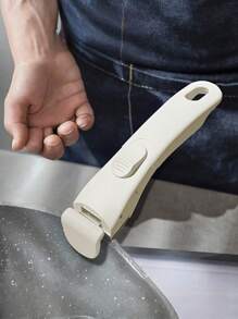 SHEIN 1PC Detachable Anti-Scald Clip-On Universal Pot Handle | Fits Pots / Bowls, White, A Must-Have In The Kitchen