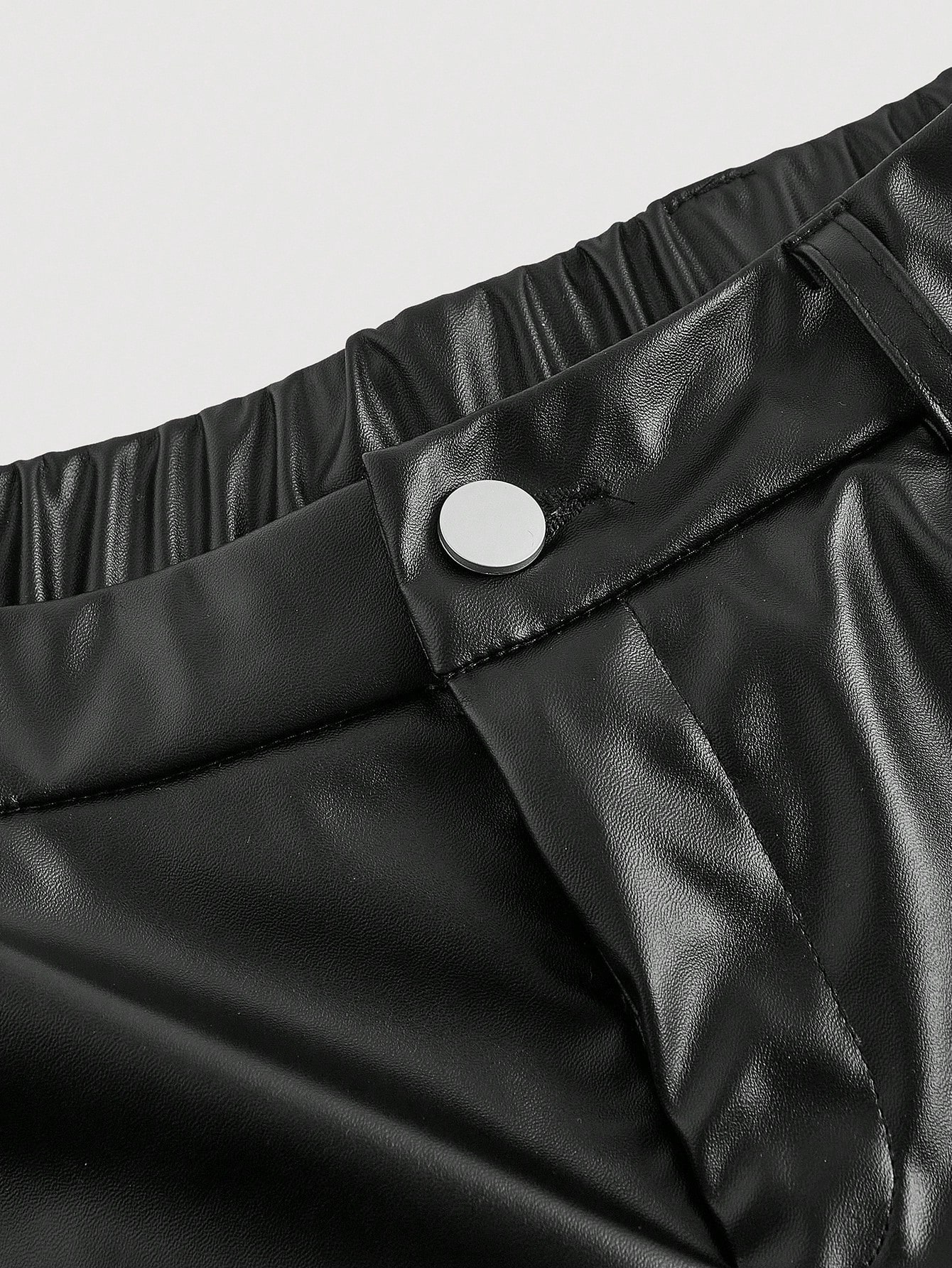 SHEIN MOD بنطلون جلد أسود للنساء ذو خصر منخفض وحاف...