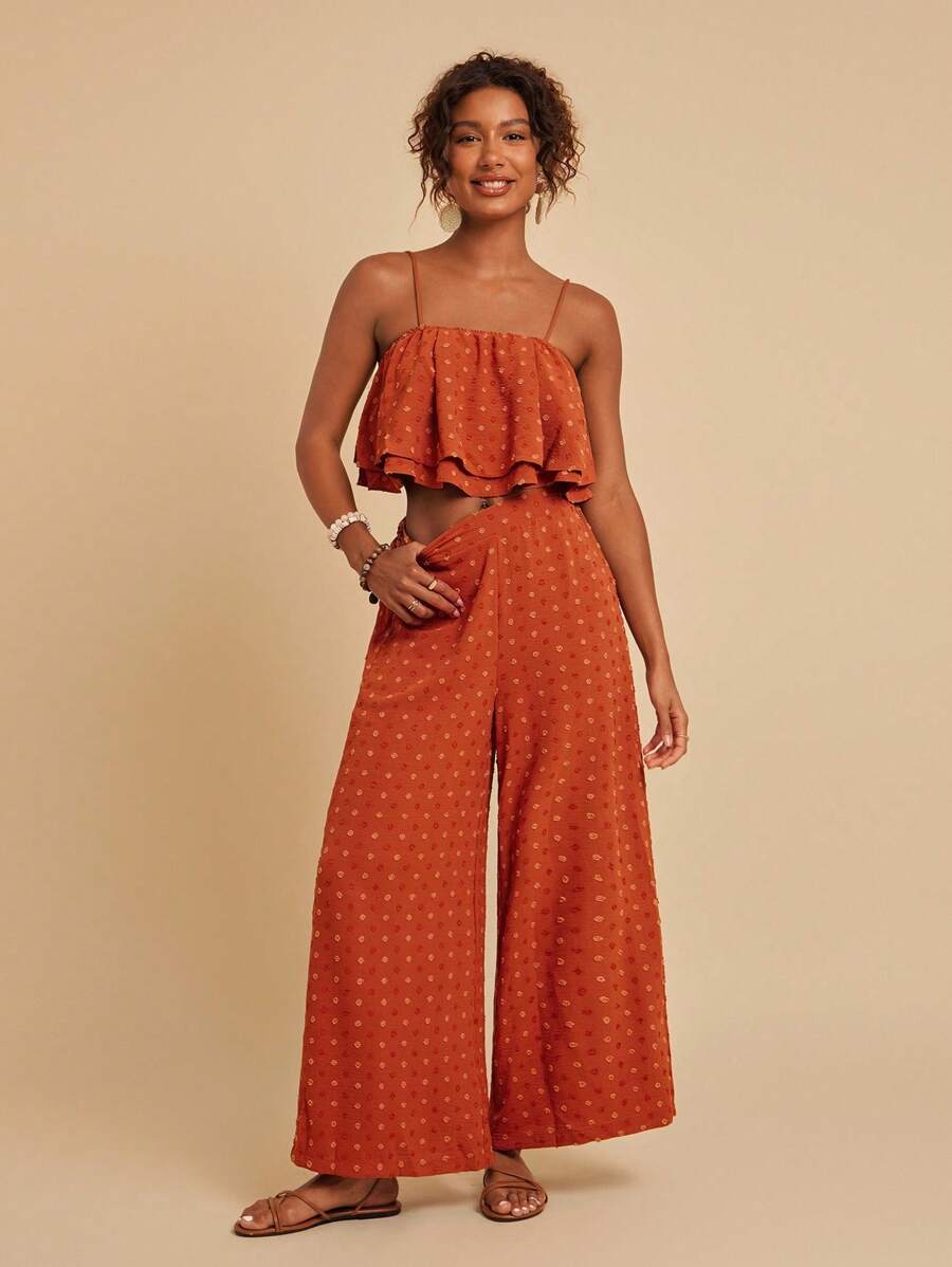 Travachic 圓點吊帶上衣&闊腿褲