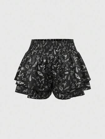 Goth Shorts estilo gótico con estampado floral de talla grande, estilo resort