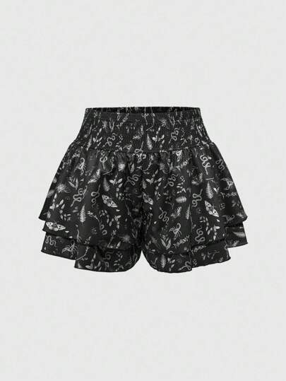 Goth شورت بطبعات زهرية غوتيك بوهيمي مقاس كبير، بأسلوب منتجعات