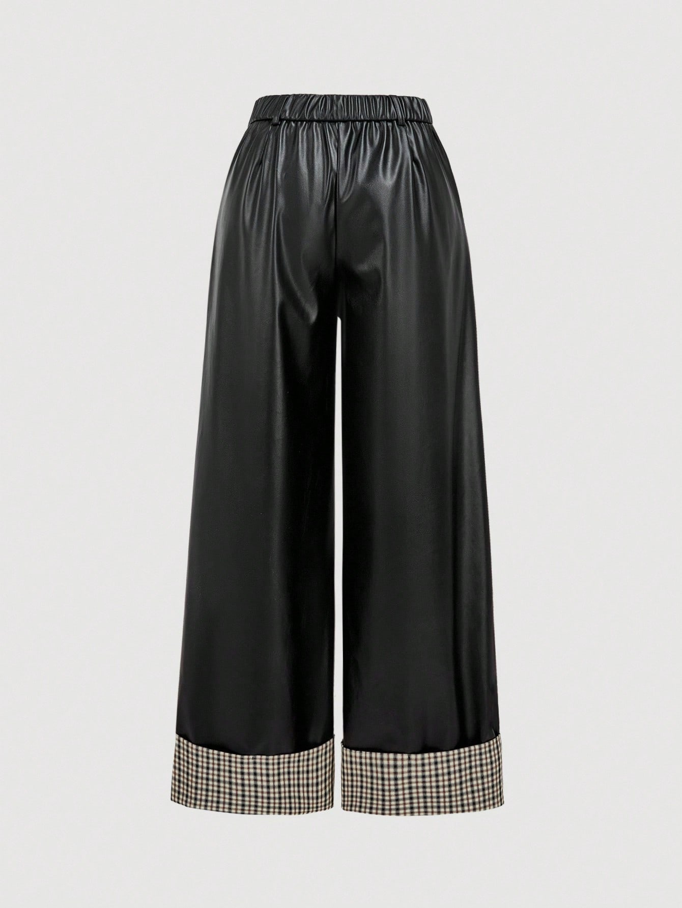 SHEIN MOD بنطلون جلد أسود للنساء ذو خصر منخفض وحاف...