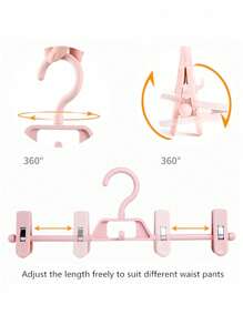 SHEIN 5件装塑料粉色旋转防滑衣架、储物架、整理衣架、裤挂带、防滑夹、家居用品 - 粉色 - 查看 1