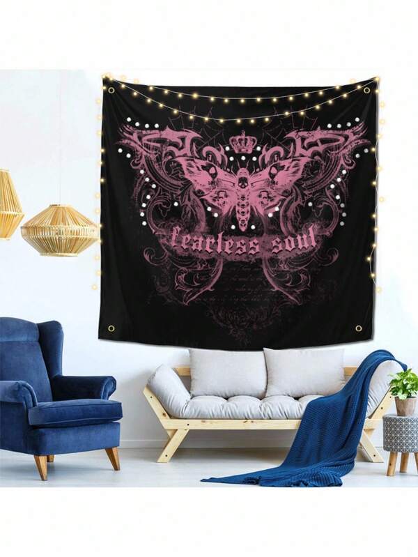 1pc Gothic-Style Background Fabric Decorative Tapestry With Butterfly Steampunk Elements, Suitable For Use In Dining Rooms, Living Rooms, And Bedrooms To Create An Atmospheric Vibe,Home ,Garden Decor, Halloween