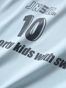 JNSQ Camiseta de manga corta para deportes al aire libre para volver a la escuela, camiseta gráfica de cuello redondo con bloqueo de color y estampado divertido para niños para deportes al aire libre