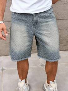 Manfinity Homme 男士口袋破洞宽松休闲时尚牛仔短裤