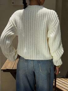 Siren Gaze Femmes Cardigan basique unicolore décontracté de tous les jours avec texture, boutons devant et poches, cardigan chaud pour l'automne/l'hiver, hauts à manches longues, hauts pour l'école, cardigan en tricot blanc, cardigan en tricot épais blanc, cardigan blanc avec boutons dorés, porter décontracté de tous les jours, hauts à manches longues pour l'automne et l'hiver pour femmes