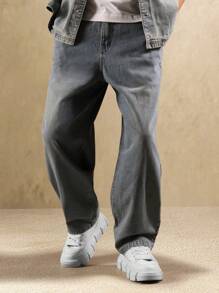 SUMWON Denim Button Up Short Sleeve Oversized Shirt With Wide Leg Pants Workwear Inspired Coordinates In Light Grey Street Style Two Piece Set - Blue - View 5