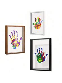 SHEIN 1 pezzo Kit Memory con stampa a mano DIY, cornice per ombreggiatura in legno con 4 fogli di acrilico trasparente senza elettricità, regalo per decorazione domestica per famiglia, couples, fratelli, amici, laurea, decorazione da parete