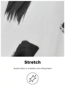 Maija Gonna elegante estiva da donna, in bianco con stampa nera, vita elastica, orlo spacco, stile minimalista, adatta per l'ufficio