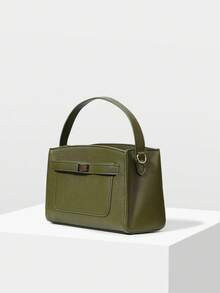 MOTF PREMIUM TÚI XÁCH TAY BẰNG DA PU CÓ KHÓA VẶN - Màu xanh Ô liu - Xem 3