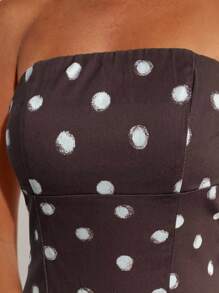 COSMINA Váy quây chấm bi thanh lịch dành cho nữ, mùa hè - màu nâu - Xem 5