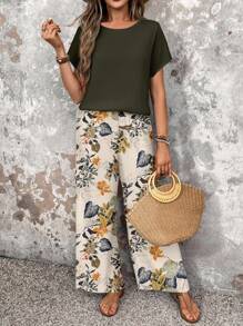 EMERY ROSE Women's Casual Floral Print Fitted 2 Pieces Set, Spring/Summer - Multicolor - View 6