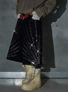 NEON BLANC Men's Street Fashion Woven Short Black Denim Shorts