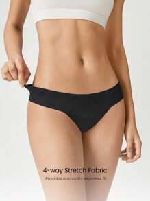 GLOWMODE 2-pack Lätta, andningsbara, svettavvisande, låg midja, sömlösa, no-show-underkläder för daglig träning - Svart - Visa 3