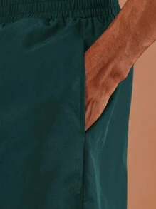 SUMWON Pantalones cortos de playa con cordón, pantalones cortos de natación para verano, vacaciones, ropa de playa, resort, cintura elástica, ropa de viaje, uso en la piscina de longitud media