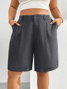 Auralis Plus Size Summer Shorts Back To School Teacher Spring - Dark Grey - View 4
