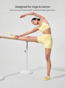 GLOWMODE 3双防滑绑带无缝趾结构踝部瑜伽普拉提黑色袜子 - 彩色 - 查看 5