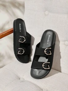 Ressula Modische Damen Lässig Slipper mit verstellbarer Schnalle