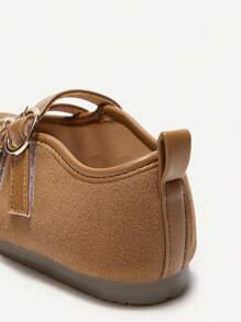 Cozy Pixies 时尚百搭休闲可爱双带公主风格平底鞋，适合幼儿女孩，春夏季 - 棕色 - 查看 9