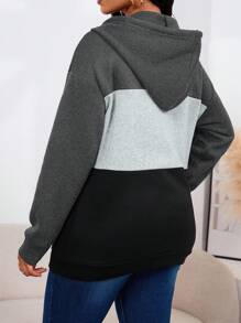 INAWLY Áo nỉ trùm đầu Colorblock dành cho nữ, Áo dài tay - Nhiều màu - Xem 2