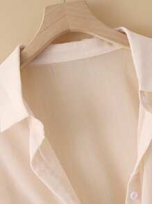 INAWLY New Bat Wing Short Chiffon Cardigan Shawl, Simple Color Casual Shirt For Women - Khaki - View 3