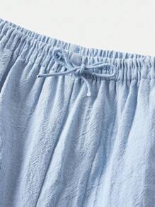 SHEIN 青少年女孩宽松休闲简约舒适阔腿梭织裤，百搭